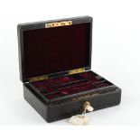 The Henry & Tricia Byrom Collection - a leather jewellery box, with Bramah lock & key, 8ins. (20.