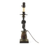 Property of a deceased estate - a 19th century bronze figural candlestick, adapted as a table