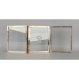 Property of a lady - an early 20th century plain silver framed triptych folding photograph frame,