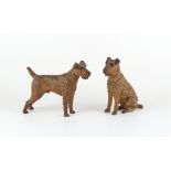 Property of a lady of title - a pair of early 20th century cold painted bronze models of Terriers,