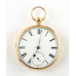 The Henry & Tricia Byrom Collection - a Victorian 18ct gold open faced pocket watch, the fusee