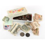 Property of a lady - a small quantity of coins & banknotes, including an 1871 Peru Un Sol and a