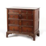 Property of a lady of title - a late 17th century oak chest of four long graduated drawers with