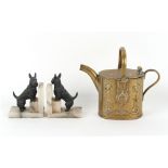 Property of a lady of title - an early 20th century Art Nouveau brass watering can; together with