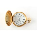 The Henry & Tricia Byrom Collection - an Edwardian 18ct gold full hunter cased keyless wind pocket