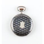 The Henry & Tricia Byrom Collection - a Swiss silver & niello hunter cased pocket watch, the dust