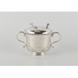 Property of a gentleman - a good grade Edwardian silver porringer with cover / stand, Johnson,