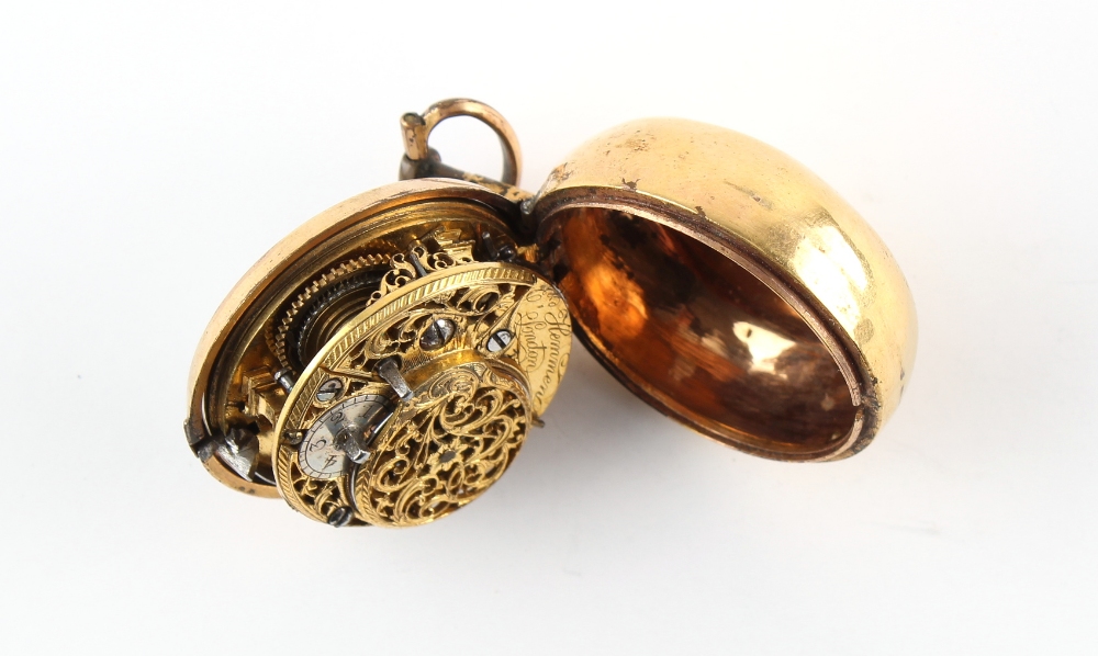 The Henry & Tricia Byrom Collection - a George III gold plated & shagreen pair cased pocket watch, - Image 4 of 4