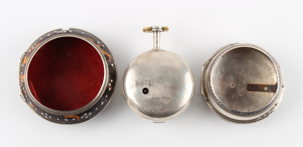 The Henry & Tricia Byrom Collection - a Victorian silver & tortoiseshell triple cased pocket - Image 3 of 4