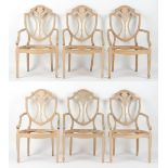Property of a gentleman - a set of six Hepplewhite style open armchair or carver chair frames (6).