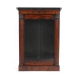 Property of a lady - a 19th century rosewood pier cabinet, with black marble top above a glazed door