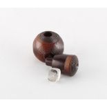 Property of a gentleman - a 19th century treen puzzle ball sovereign holder containing a glass or