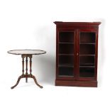 Property of a deceased estate - a mahogany glazed two door bookcase, parts 19th century, 38.2ins. (