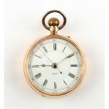 The Henry & Tricia Byrom Collection - a 14ct gold open faced keyless wind pocket watch with centre