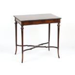 Property of a lady of title - a flame mahogany sunburst veneered rectangular topped occasional