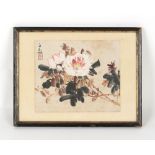 Property of a deceased estate - a Chinese watercolour painting on paper depicting flowers, 20th