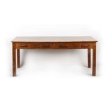 An oak kitchen table with two side drawers, re-polished, the top 72 by 35ins. (183 by 89cms.).