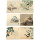 Japanese woodblock prints - a group of six unframed woodblock prints, all early 20th century,