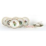 Property of a lady of title - a set of six 19th century dessert plates, variously painted with