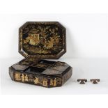 The Henry & Tricia Byrom Collection - a mid 19th century Chinese export lacquer box containing