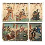 Japanese woodblock prints - Toyokuni II Utagawa (1777-1835) - Kabuki Actors - two mid 19th century