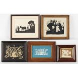 Property of a gentleman - a group of five cut-out paper silhouettes, all framed & glazed, the