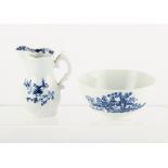 Property of a deceased estate - a first period Worcester blue & white feather moulded cream jug,