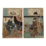 Japanese woodblock prints - Toyokuni II Utagawa (1777-1835) and Hiroshige I Utagawa (1797-1858) -