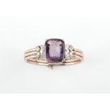 An unusual 14ct two colour white & rose gold carved amethyst intaglio seal & diamond hinged