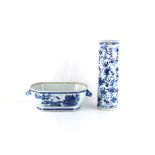 Property of a gentleman - a late 19th century Chinese blue & white cylindrical vase, apocryphal