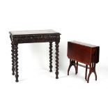 Property of a lady - a late 19th century carved dark oak side table, with frieze drawer, on tapering
