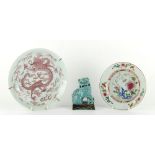 Property of a lady - a group of three Chinese ceramics comprising a small Chinese famille rose dish,
