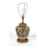 Property of a lady of title - a 19th century Persian pottery vase adapted as a table lamp, the
