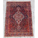 Property of a deceased estate - a Persian Fereghan rug, early / mid 20th century, 77 by 54ins. (