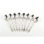 The Henry & Tricia Byrom Collection - a set of eight silver teaspoons with stylised bamboo