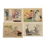 A collection of Japanese shunga erotica paintings, drawings and woodblock prints, all unframed (44).