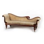 Property of a gentleman - a late Regency period scroll end sofa, with later stone coloured