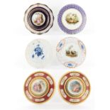 Property of a lady - a group of six Continental porcelain plates, 18th century and later,