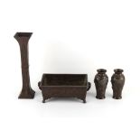 Property of a gentleman - four Japanese bronze items, Meiji period (1868-1912), including a