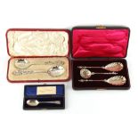 Property of a gentleman - a late Victorian cased silver strawberry serving spoon set, the