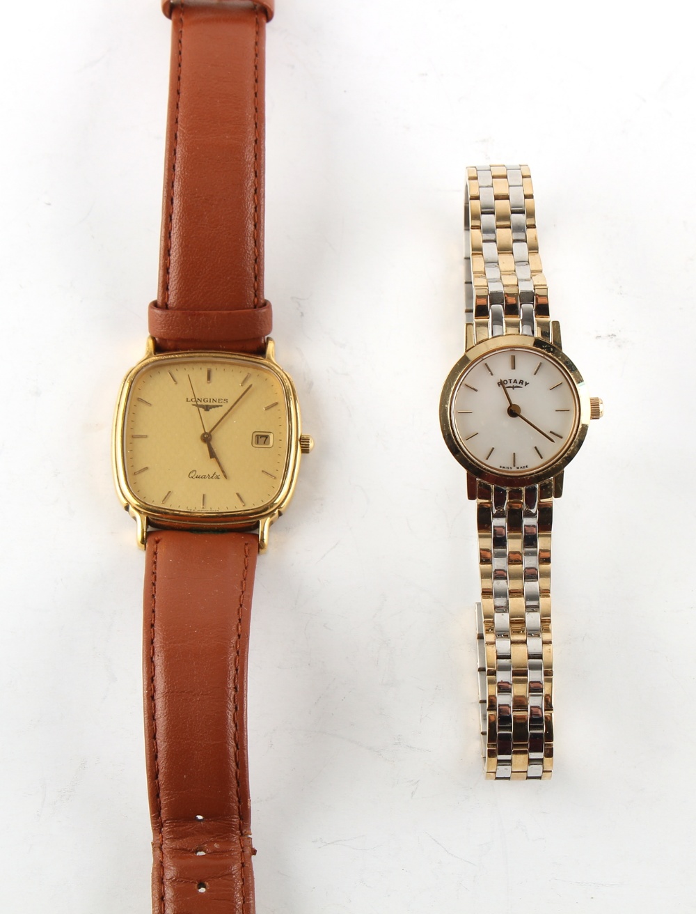 Property of a lady - a gentleman's Longines gold plated quartz wristwatch; together with a lady's - Image 2 of 2