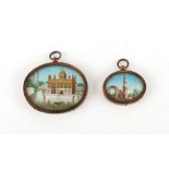Property of a lady - two Indian miniature paintings on ivory, in oval pendant frames, the larger