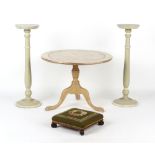 Property of a gentleman - a painted circular topped tripod occasional table, elements 18th