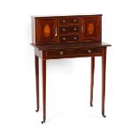 Property of a lady of title - an Edwardian mahogany & satinwood banded escritoire or bonheur du