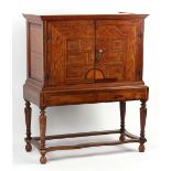 Property of a lady - a late 18th century Continental parquetry two-door cabinet on stand, adapted,
