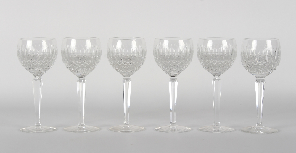 Property of a gentleman - a set of six Waterford Colleen pattern hock glasses, 7.3ins. (18.5cms.)