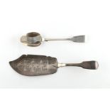 Property of a gentleman - a George IV silver fiddle pattern fish slice, London 1829; together with a