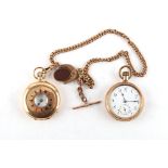 Property of a lady - an early 20th century 12ct gold half hunter keyless wind pocket watch, import
