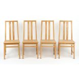 Property of a gentleman - a set of four modern elm high-back dining chairs with cane panelled