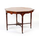 Property of a gentleman - an Edwardian faded rosewood & floral marquetry inlaid octagonal topped